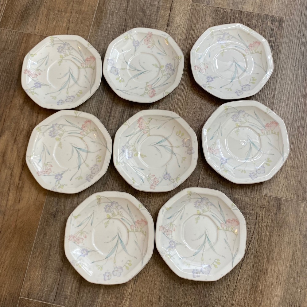 Christopher Stuart Fresh As Spring Y0003 Floral Octagon Saucers Set of 8